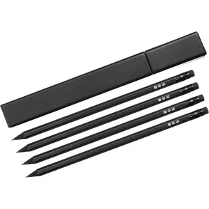 4 count Black Pencils #2 Set |  Black  Writing Pencils with Travel Case