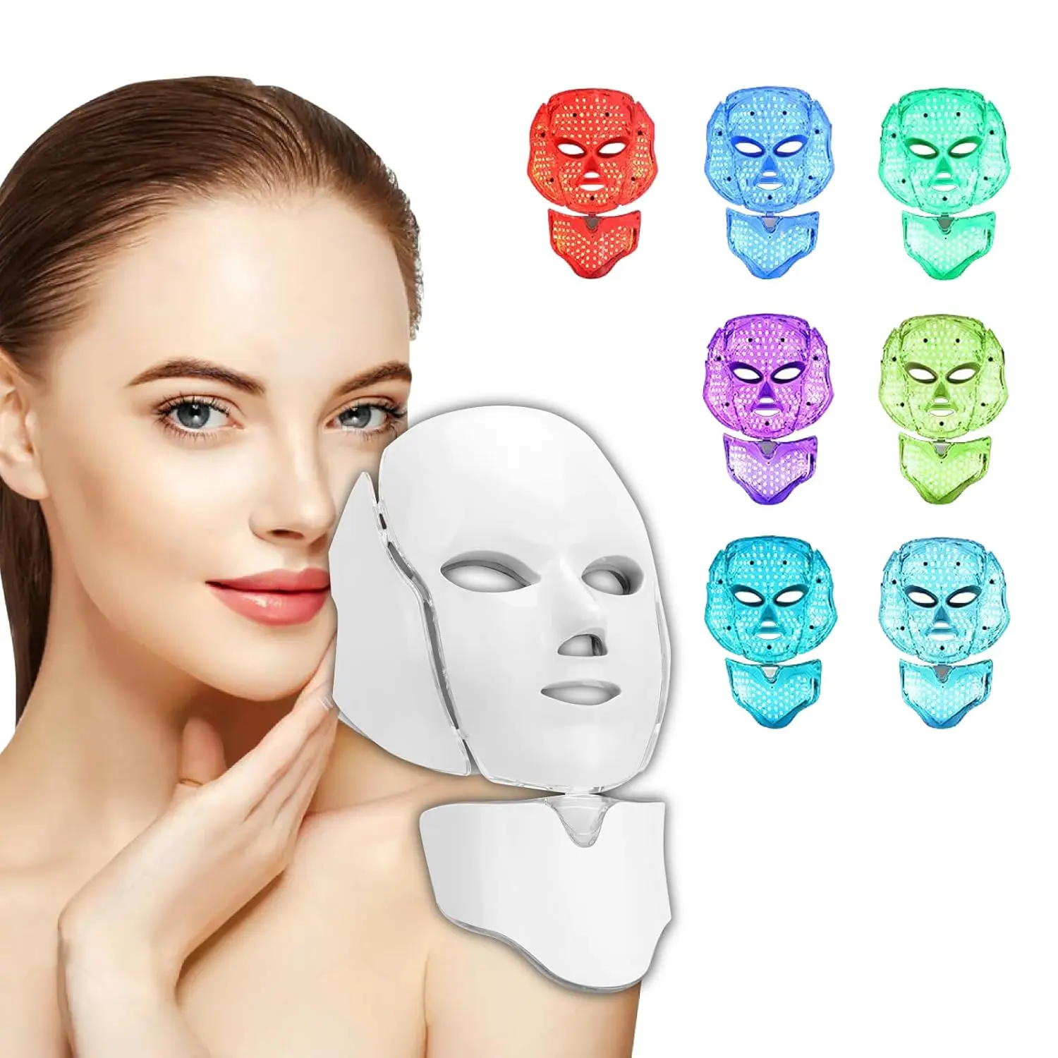 Colorful Blue Red Light Therapy Face Mask Seven-Color LED Facial Mask ...