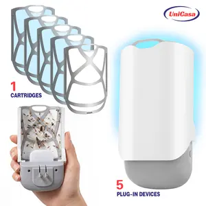 Unicasa Flying Insect Trap & 5 Refill Cartridges - Plug in Fly Trap & Indoor Bug Catcher for Gnats, House & Fruit Flies - Blue & UV Light Technology, Mess-Free Alternative to Bug Zapper