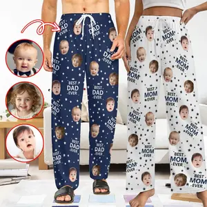 Best Dad Ever Custom Face Pajama Pants, Personalized Father’s Day Gift for Dad, Men’s Funny Photo Pajamas