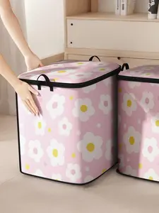 Floral Pattern Clothes Storage Bag, Large Capacity Clothes Storage Organizer, Collapsible Clothes Storage Bag with Zipper for Home Bedroom