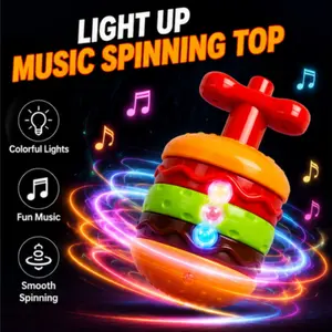 1pcs hamburger-shaped, glowing spinning top with LED flashing lights. A novelty toy and party gift.