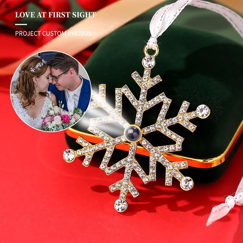 L&M Unisex Micro-Engraved Photo Projection Pendant, Hip Hop Titanium Steel Charm, Snowflake Christmas Crystal Amulet, Simple Design, Premium Commemorative Gift (Default "I Love You", Anniversary/Birthstone-by-Month/Birthday Options, Unisex Wear)