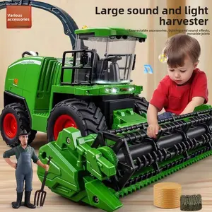 Large Size Boys' Electric Engineering Vehicle Toy Set with Sound Effects - Farmer's Truck, Agricultural Transport Truck, Tractor, Harvester