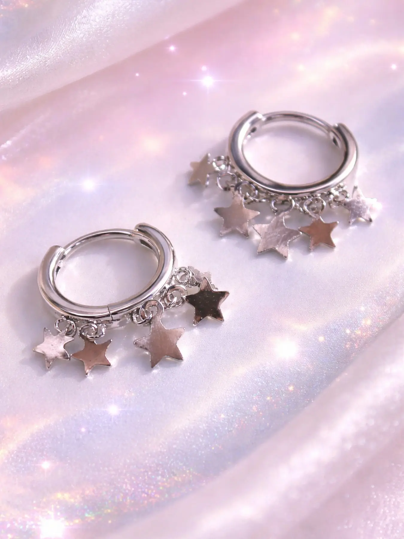 2pcs Y2K Star Hoop Earrings Set for Women, Trendy Statement Star Drop Hoops, Lightweight Fashion Jewelry, Fashionable Earrings, Party, Streetwear, Daily, Gift for Girls, High Quality Earrings