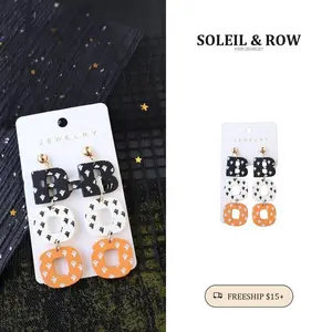 Halloween Polymer Clay Statement Earrings for Women, Cute Aesthetic Handmade Drops, Trendy Y2K Costume Jewelry, Spooky Birthday Gift for Teen BFF