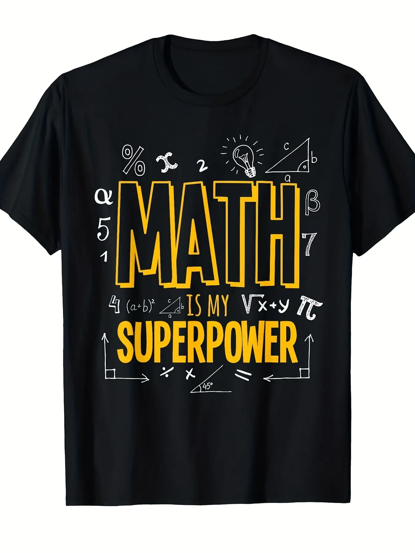 Funny Math Is My Superpower Algebra Lover STEAM Gi unisex soft cotton short sleeve t shirt, vintage graphic casual tee for men women teens, perfect birthday holiday gift for camping travel gym daily street  wear