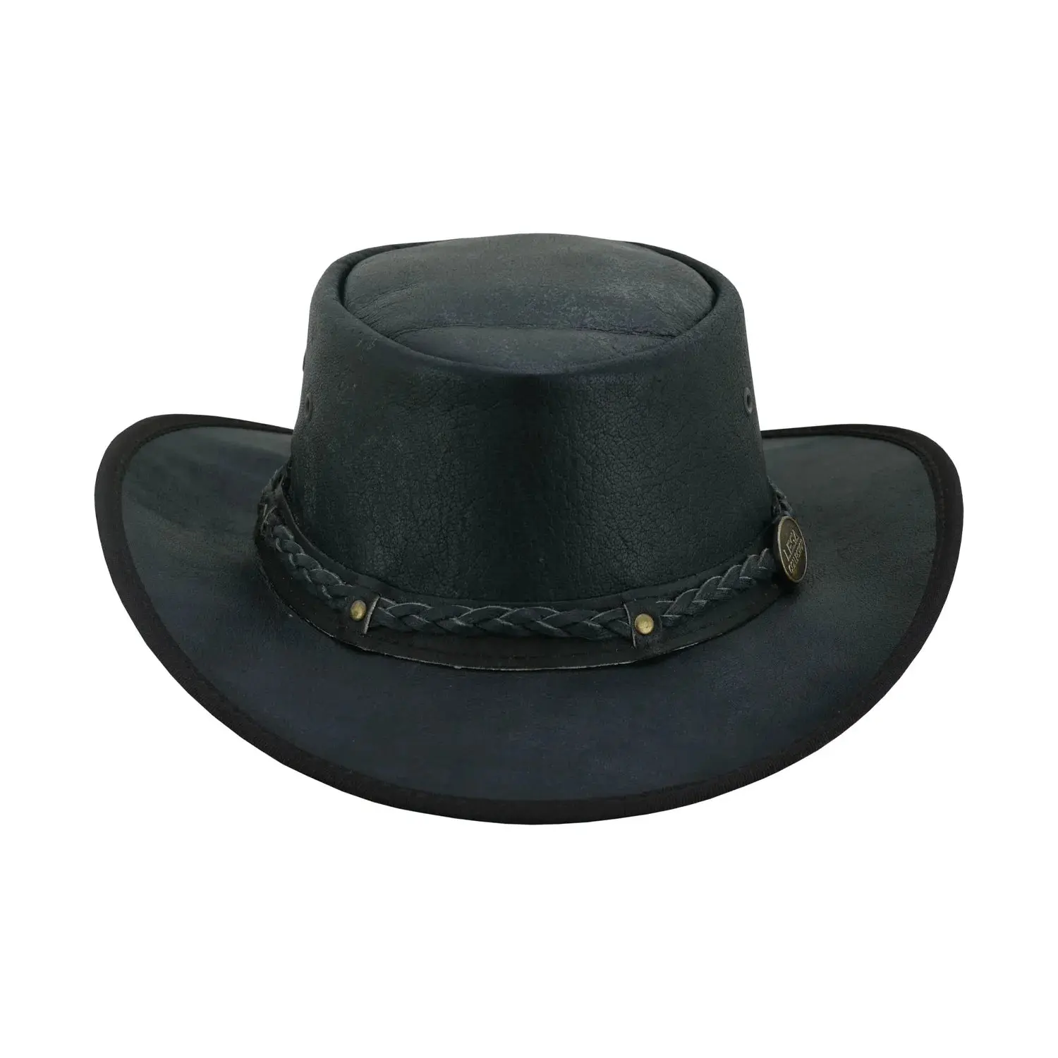 Trekker Leather Cowboy Hat for Men & Women – 100% Top Grain Distressed Leather Outback Hat, Shapeable, Crushable