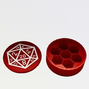 TTRPG Dice Storage Case - 7 Slot for Dice with Red Interior, Detailed Design, Ideal for Gaming Accessories