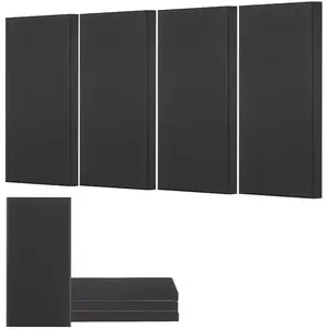 summervibes VEVOR 4 PCS Acoustic Panels, 2 inch Thick 23.6x 11.8 inch Fiberglass Sound Absorbing Panels, Self-adhesive Soundproof Wall Boards, for Studios, Office, Home Theater, Meeting Room, Black