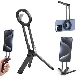 Magnetic Phone Tripod Stand for iPhone - Aluminium Maglock Smartphone Mini Tripod Pocket Cell Phone Stand Strong Magnet Quick Mount Compatible with iPhone 17 16 15 14 13 12 Series