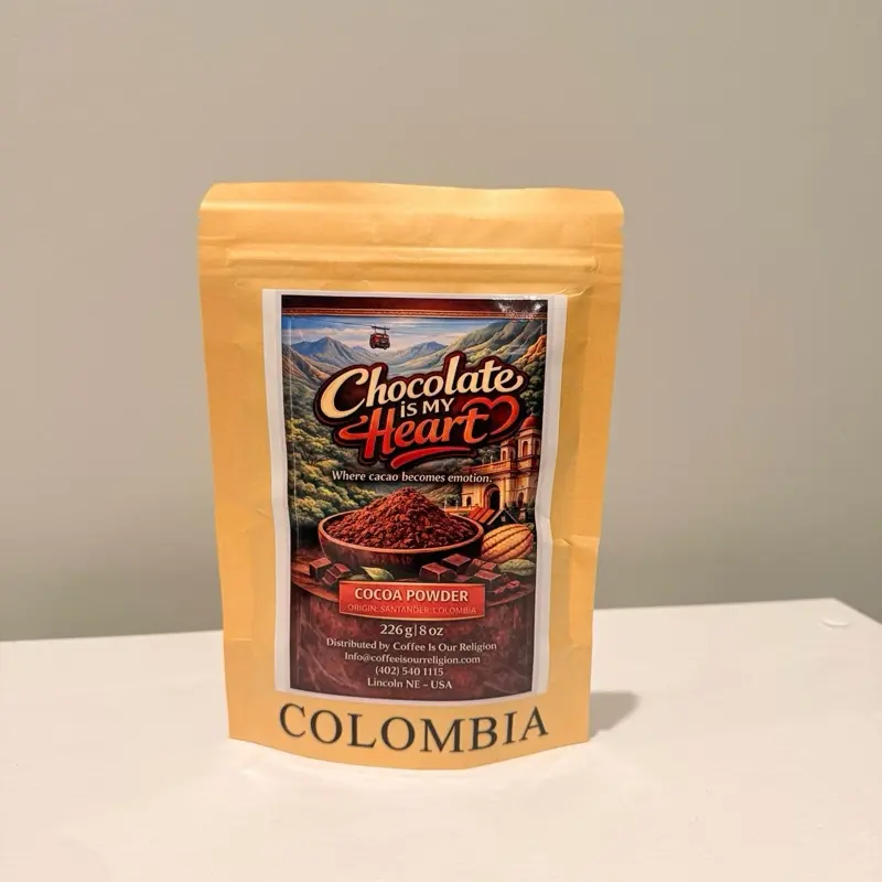Organic CACAO CEREMONIAL Chocolate Is My Heart Colombia Cocoa Powder 226 gr 8 oz Premium Cacao Beverage Ingredient.