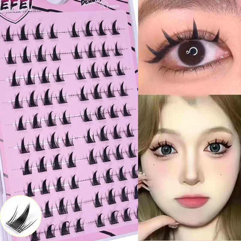 Self Adhesive DIY Lashes, 1 Box No Glue Needed Reusable Lash 5D Fluffy Eyelash Clusters, Korean DIY Manga Lash Extension at Home, Makeup, Cosmetic false lashes, Self Adhesive Eyelashes, Eyelash Extensions