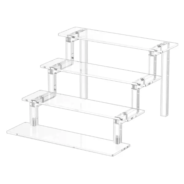 Acrylic Display Stand Riser, Perfume Stand Organizer 4 Tier, Holder Shelves Compatible with Funko POP Figures, Cologne Organizer for Men, Acrylic Risers for Display, Clear Bedroom Shelf Holder