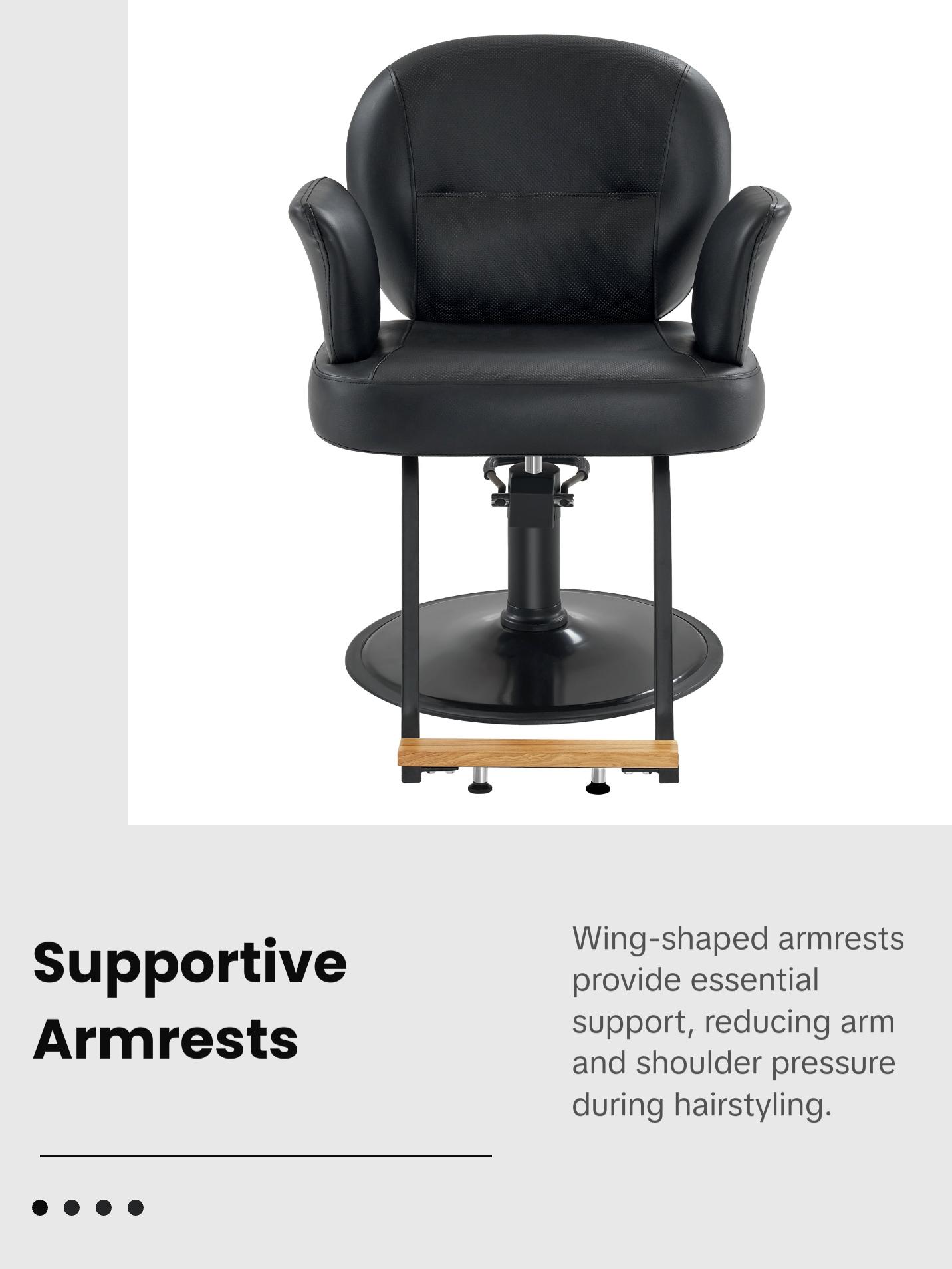 BarberPub Black Salon Chair, Breathable PVC Leather Beauty Chair for Hair Stylist 3082 BarberPub Black Salon Chair, Breathable PVC Leather Beauty Chair for Hair Stylist 3082