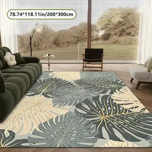 Velvet Soft Comfortable  Tropical Monstera Leaf Texture Rug 2D Printing Rug Fashion Home Decor, Commercial Decor Carpet, Living Room Rug, Sofa Cushion Bedroom Rug, Bedside Blanket Door Entrance Mat, Dining Table Carpet