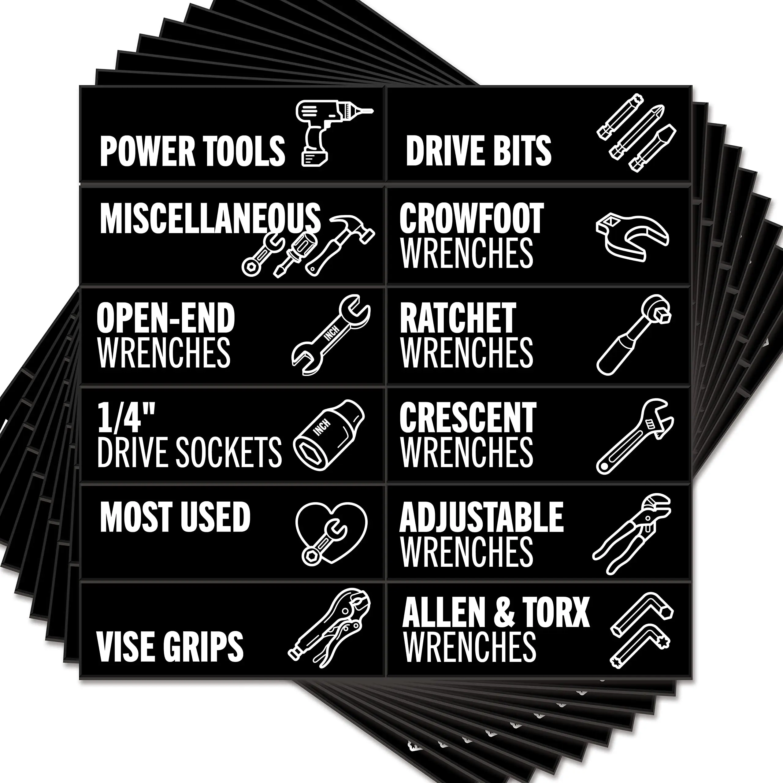 Toolbox Organization Magnetic Labels - 80 Large, Tool Chest Organizer Labels with Strong Magnets & Easy to Read Printing - Fits All Brands of Steel To