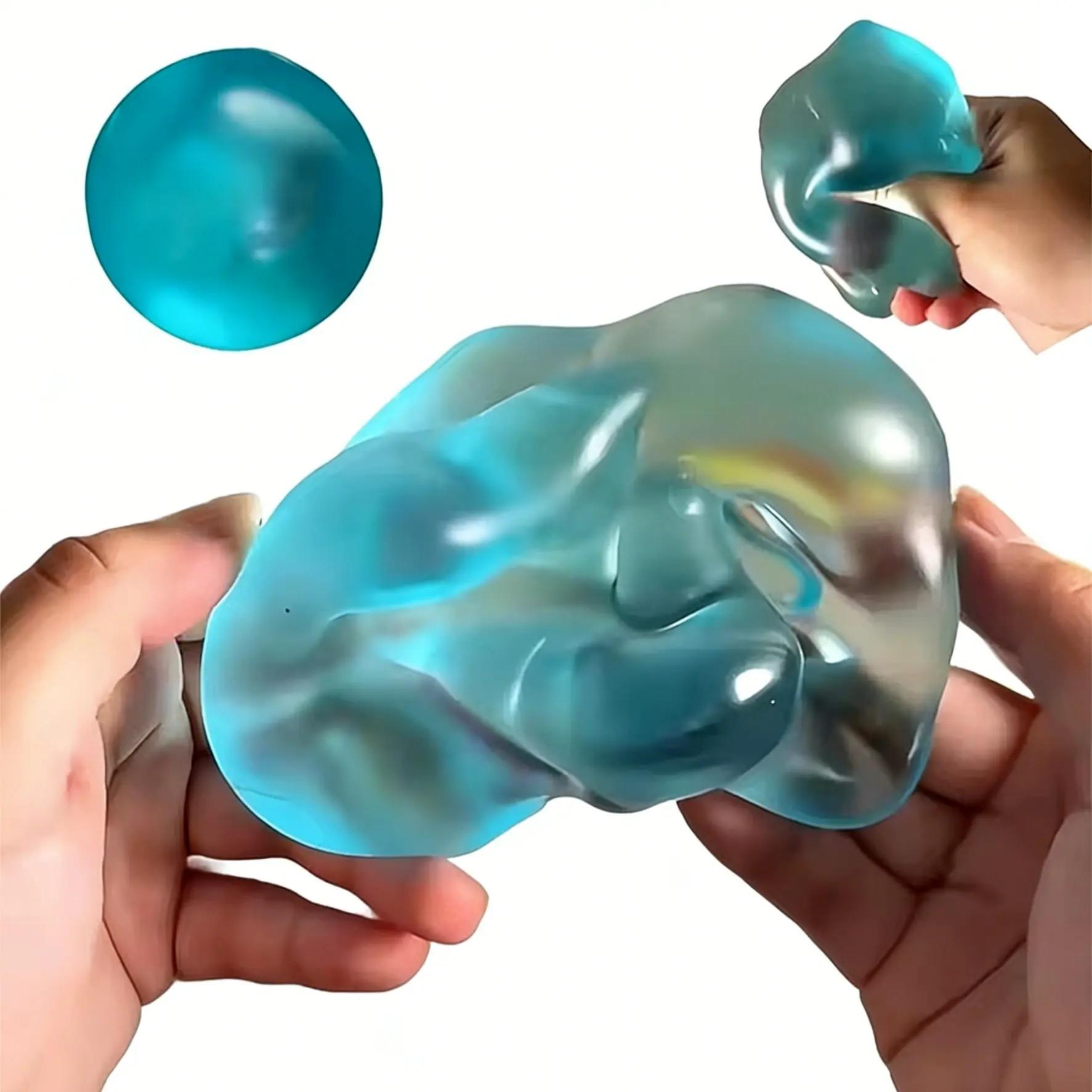 Blue Squishy Toys Anti Stress Sensory Fidgets Toy Soft Simulated Transparent Blue Slow-rebound Decompression Squeeze Toy High transparency jelly texture feelsrefreshing with just a pinch Cute Translucent Pink Ball for Relaxation