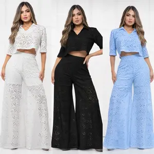 V7-29 · Premium Colombian Eyelet Comfort Set in White Black & Blue Colors for Women