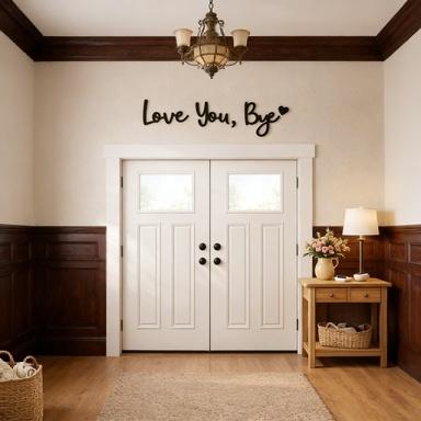 Wooden "Love You Bye" Sign Home Decor – Boho Farmhouse Wall Art for Stylish Living Rooms, Hallways and Entryways, Decorative Door Sign Gift for Family and Loved Ones