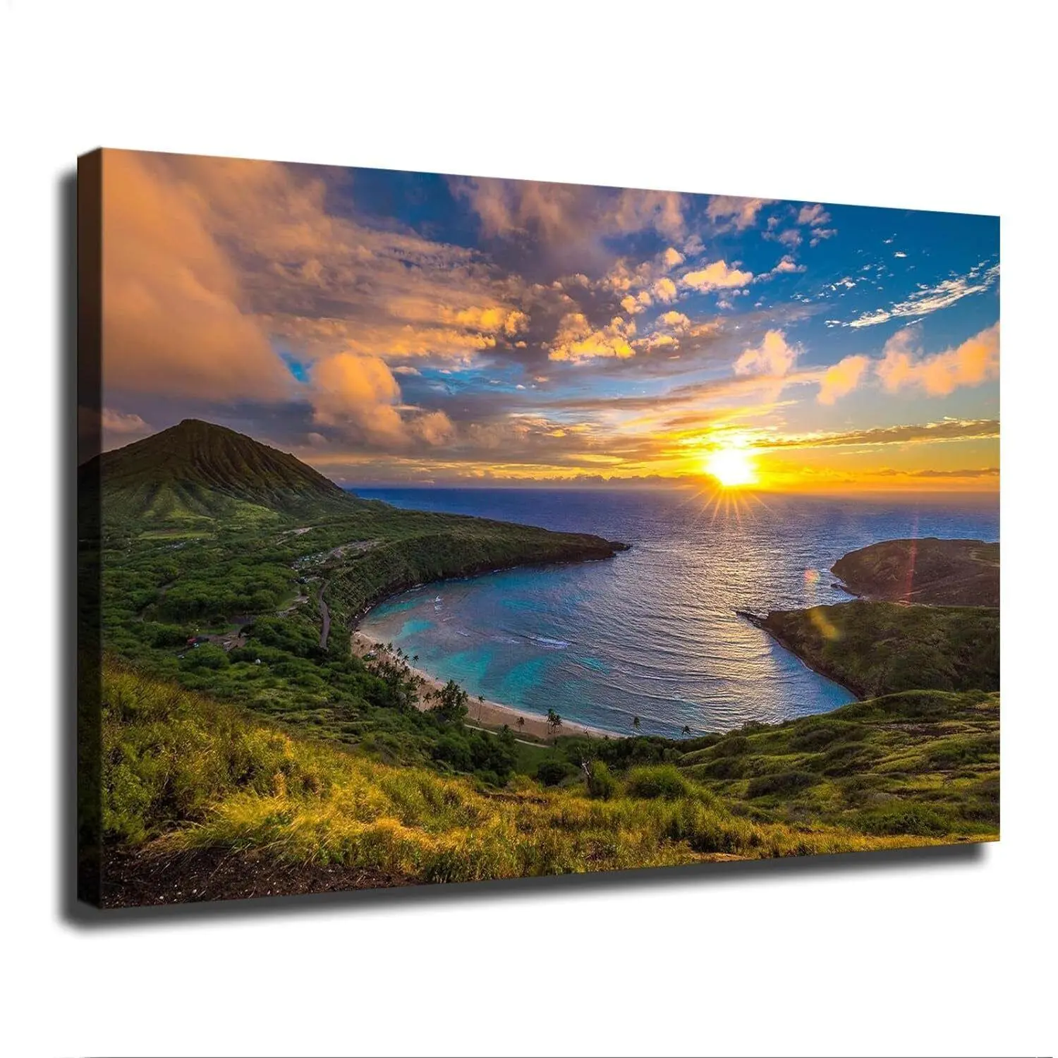 Sunrise From Hanauma Bay on Oahu, Hawaii Landscape Poster Canvas Posters Framed-Wall Art Painting Decor Room Colorful Gifts Ornaments Decoration