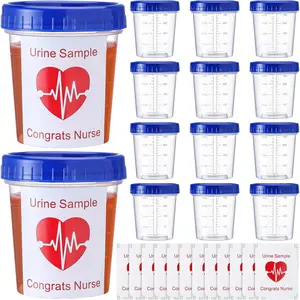 12 Set 2026 Nursing Graduation Party Supplies Plastic Sterile 4 oz Urine Sample Cups with Lids Sticky Label for Nurse Congrats Grad Party