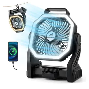 Rechargeable Camping Fan 20000mAh Battery with LED Lantern 4 Speeds Portable Light for Tent Car Beach Storm Power Outage Hurricane