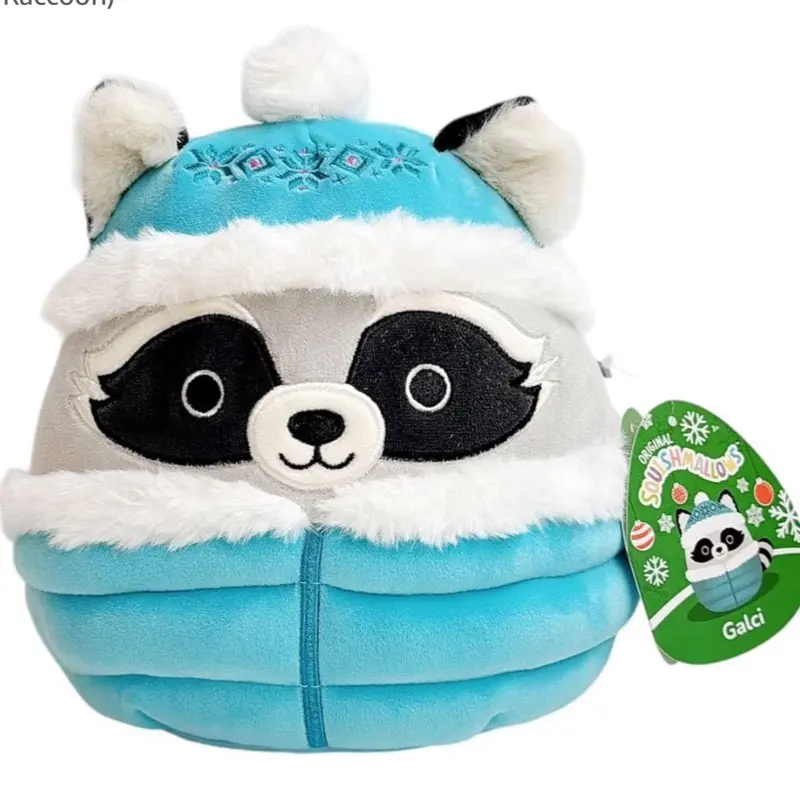 Galci The Raccoon Squishmallows Original 8-Inch Official Jazwares Christmas Holiday Puffer Jacket Plush Stuffed Animal Toy - Gift for Kids, Girls & Boys