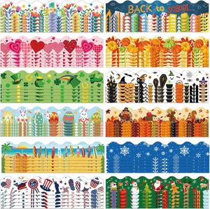 Easter Bulletin Board Borders St. Patrick's Holiday Decorations Summer Spring Holiday Classroom Borders Bulletin Board Back to School Classroom Decor for Student Teacher Classroom Borders for Bulletin Board Classroom Wall Decor