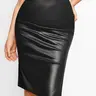 Popilush Built-In Shapewear Faux Leather Midi Skirt Black Bottom