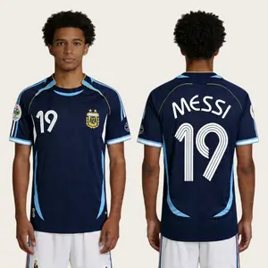2006 Argentina Jersey Away No. 19 Messi Riquelme Soccer Training Jersey Short Sleeve