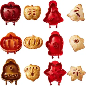 3PCS Pumpkin & Apple Mini Pie Mold Set, Festive Hand Pie Maker and Cookie Cutter Kit for Holiday Baking, Easy-to-Use Dough Press Tools, Fun Halloween / Christmas Gift