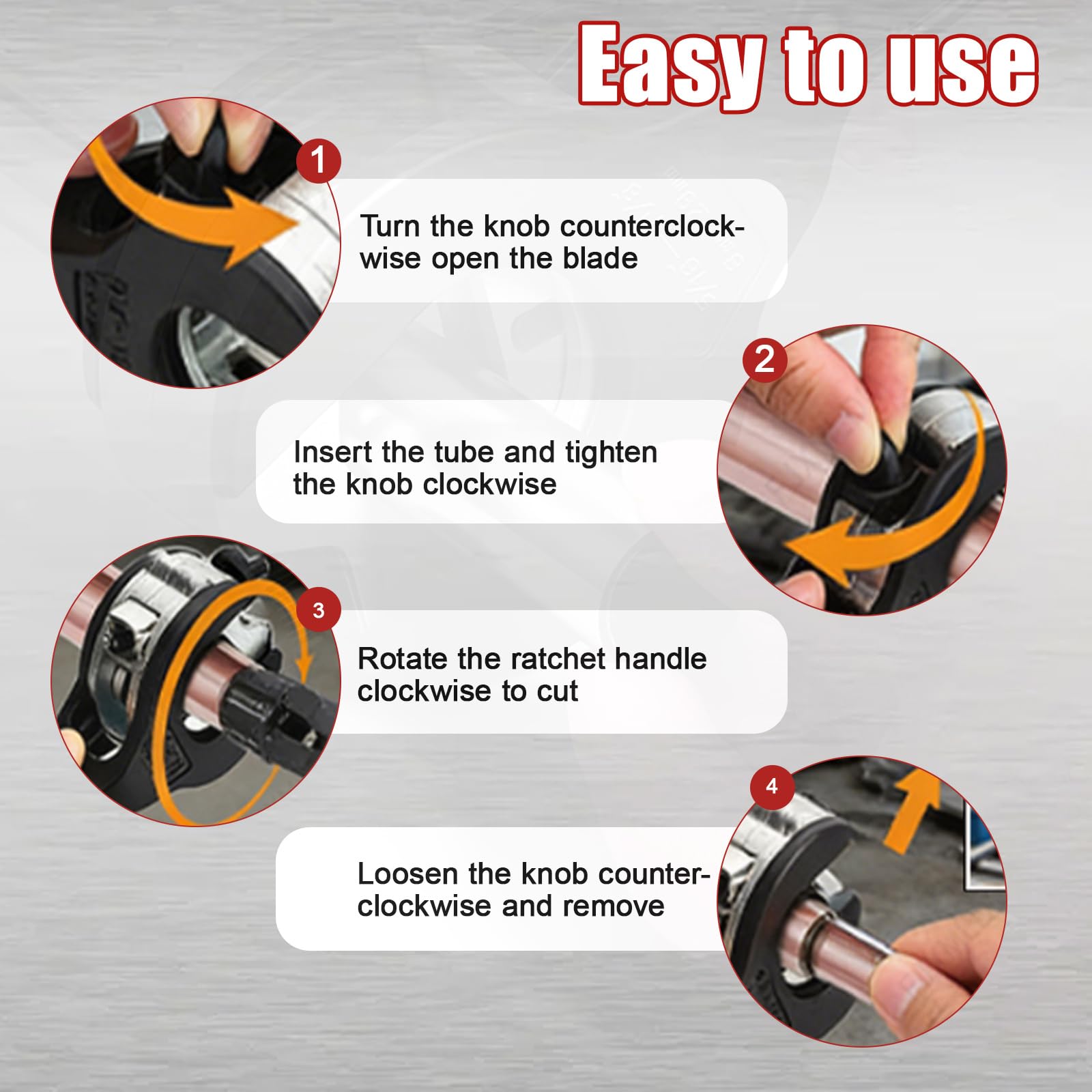 Ratchet Pipe Cutter,One Hand Fast Pipe Cutting Tool for Cutting 5/16" to 1-1/8" Tubing,Repair Tool Copper Pipe Cutter, 2 In 1 Tube Cutter, PVC, Soft Metals