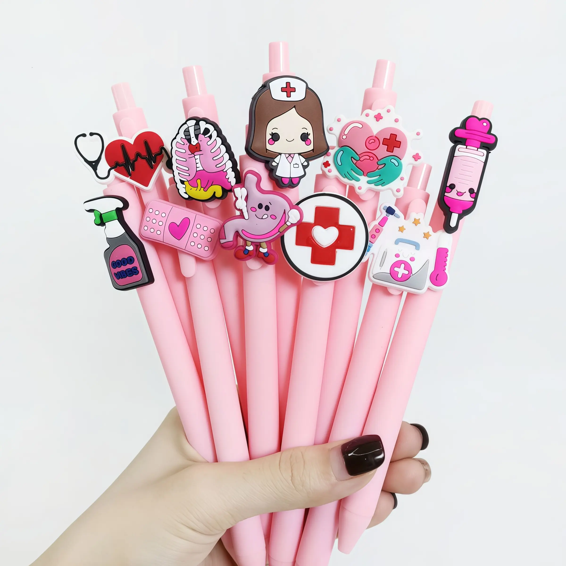 10pcs/15pcs Nurse Medical Theme Ballpoint Pens, Unique Pens, Series, Retractable Ink, Random Send, Durable Writing Tool, Ideal for Nurses & Med Students, Office Stationery Supplies