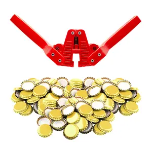 Fermentaholics Beer Bottle Capper & Lid Set – Double Wing Capping Tool & 144 Gold Crown Caps – For Bottling Drinks at Home – Fits Standard Beer Bottles, Homebrew, 12 oz & Bombers with 26mm Opening