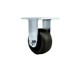 Service Caster SCC-30R420-RSR Rubber on Metal Rigid Top Plate Heavy Duty Caster with 4 in. Wheel - 400 lbs Capacity per Caster