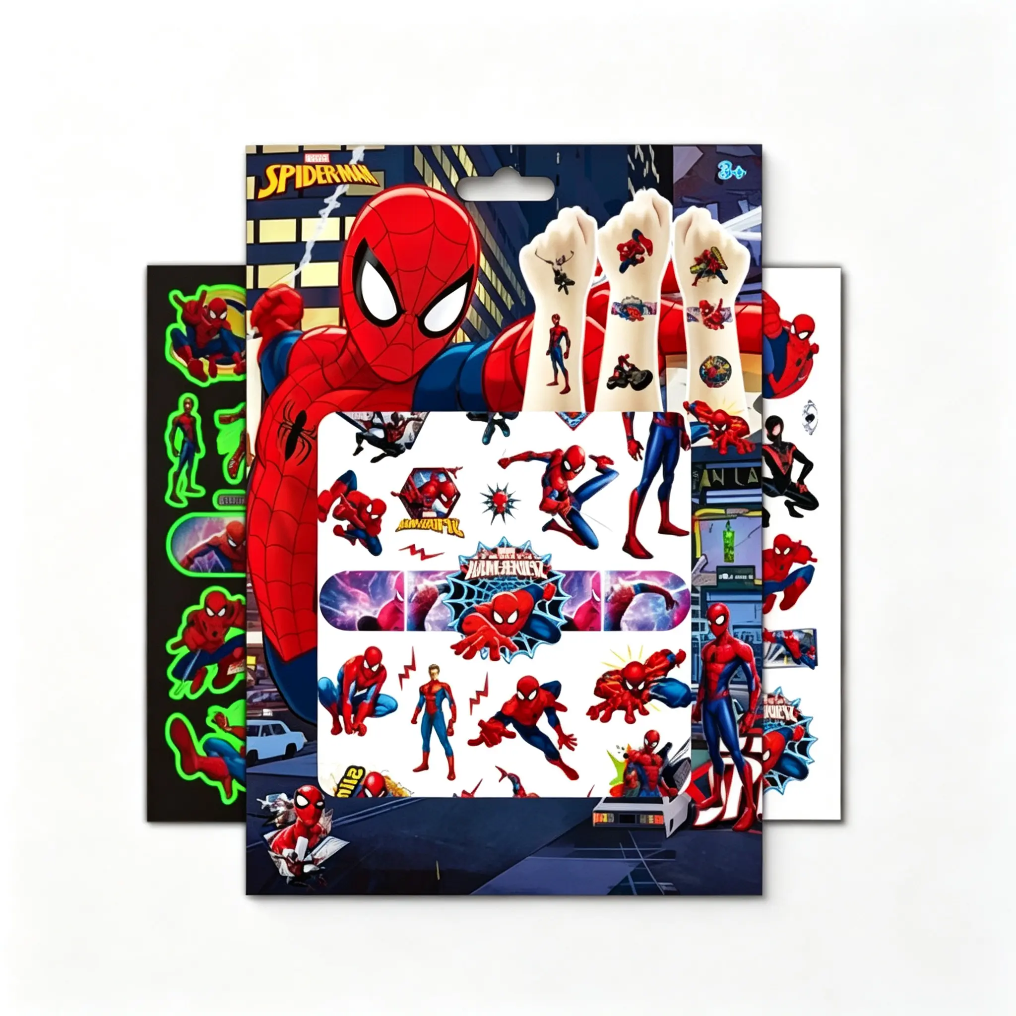 Spider‑Man Temporary Tattoos, Superhero Character Fake Tattoo Stickers Waterproof Non‑Toxic Skin Decals Party Favor Supplies for Kids Boys Birthday Gift Fans