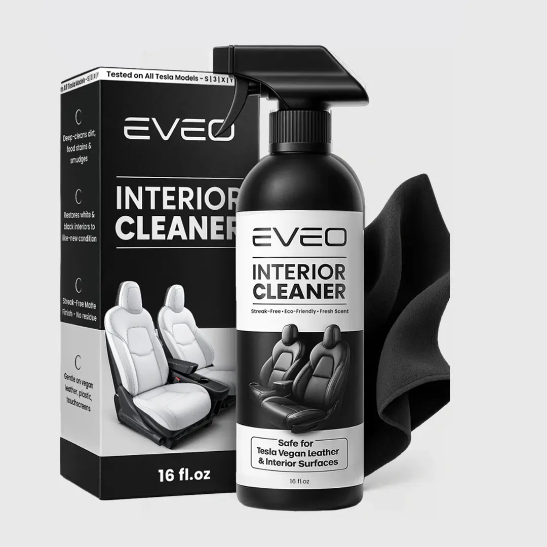 EVEO Tesla Interior Cleaner Spray Kit 16 oz Safe for White & Black Vegan Leather pH Balanced Formula with Microfiber Cloth