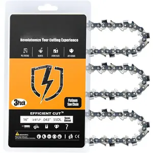 16"  Chain For Stihl MS170 Chain, MS180C, MS180, MS171 - Replacement 16   for 61pmm3 55, 3610 005 0055 61PMM3 55, R55 (3 Chains)