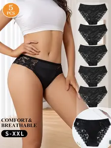 5 Pack Lace Panties for Women, Sexy Briefs with Elegant Minimal Style, Perfect Ootd Postpartum Maternity Gift for Her