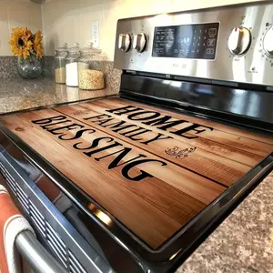 1pc Flat Wooden Decorative Rubber Pad for Stove Protection, Suitable for Electric Glass Stoves. It Is Scratch-Resistant And Serves Multiple Purposes, Including Use As a Flat Top Oven Cover, Washing Machine Protector, Mouse Pad, And Kitchen Decor