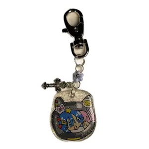 Y2K flip phone tomogachi anime girl keychain