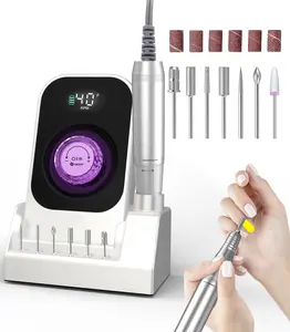 Portable Electric Nail Drill Machine: 40000RPM Professional Nail File Machine, Rechargeable Cordless Nail E File with Bits & Base for Acrylic Nails Remove Nail Gel Polish Manicure Salon Home, Silver Nail Care Nail Art