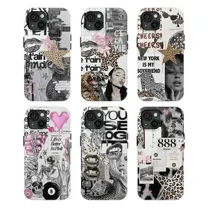 NYC Collage Phone Case – Trendy Retro Leopard & Star Aesthetic Design | Bold Urban Street Style | Durable Tough Protective Cover | Perfect Gift for Her or Him | Compatible With iPhone 11–17