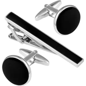 Cufflinks and Tie Clip Set for Men Personalized Cuff Links Business Wedding Father's Day