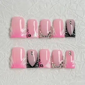 Nailluna Sugar Rage Handmade Pressed On Fake Nails Extensions - 10PCS Reusable Multi-Pack, Nail Art Decoration with Stylish Appeal & Versatile Use for 2025 Summer Casual & Formal Occasions