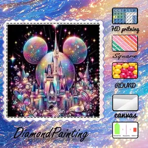 5D-DIY, High-grade Velvet Canvas, Diamond Art, Diamond Painting Fairy Tale Castle AB Diamonds, Fairy Dust Diamonds, Crystal Diamonds, Perfect Home Decoration, Handmade Diamond Art Painting Kit, Special Craft Diamond Art Kit, Diamond Painting Kits