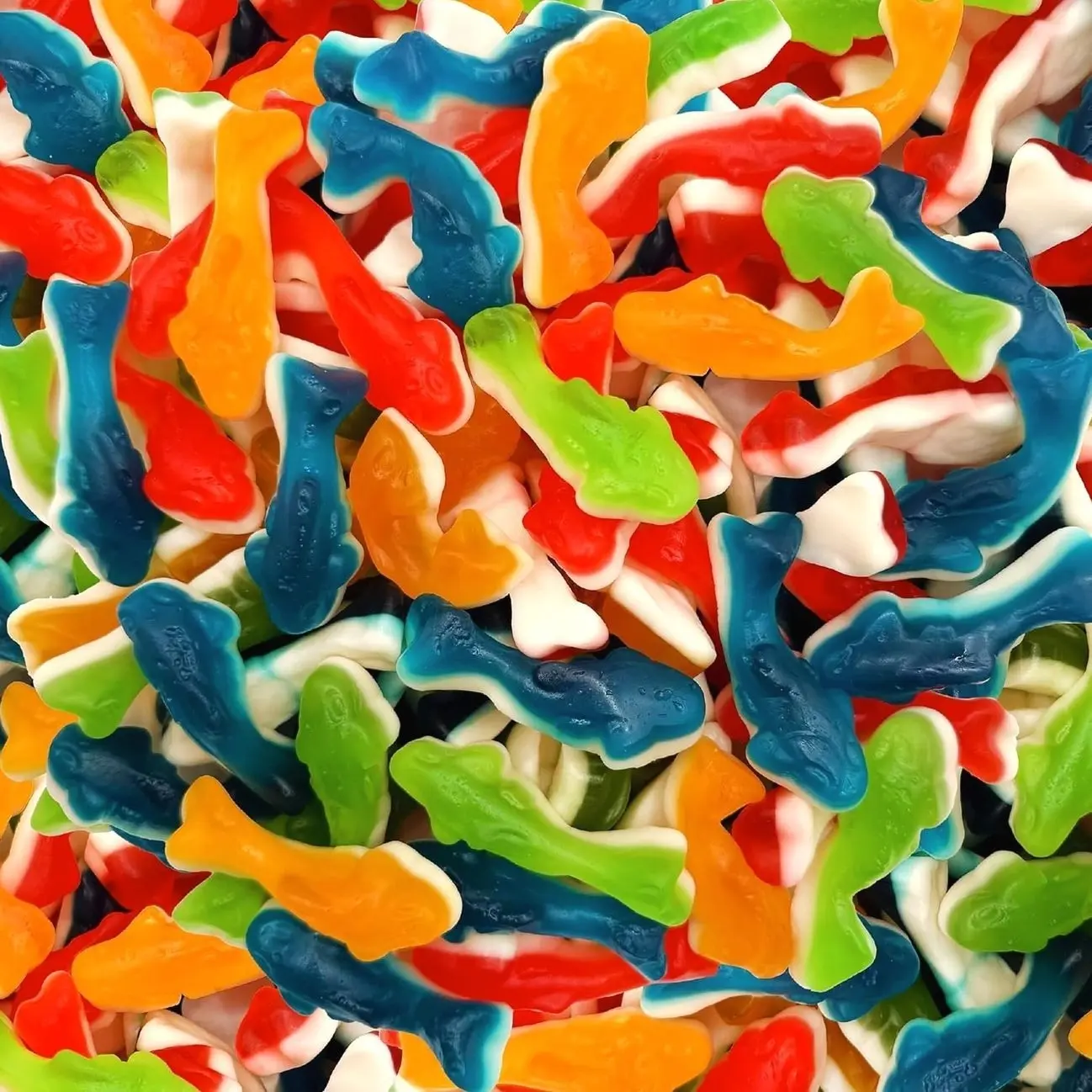 Gummy Sharks Candy Mix | 2 Pound Bag | Assorted Fruit Flavors Shark Gummies | Chewy Gummy Fish for Parties & Candy Buffets | Blue Raspberry, Lime, Lemon, Cherry