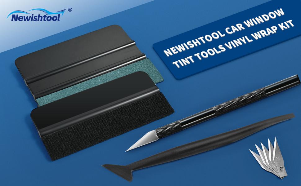 Car Window Tint Installation Kit - Vinyl Wrap Tools With Felt Squeegee, Micro Squeegee, Razor Blade Knife