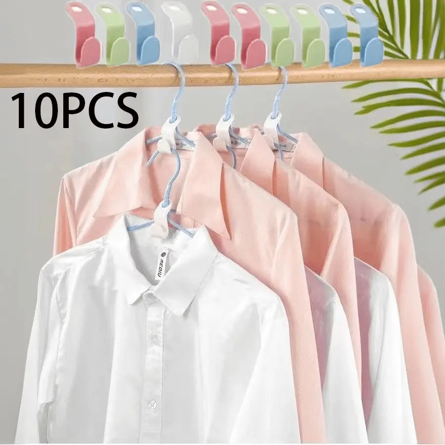 10/20/50Pcs Stackable Clothes Hangers Durable Plastic Hangers with Connect Hooks Space Saving Wardrobe Organizer Hangers Multilayer Superimposed Design Practical Home Bedroom Clothing Storage Accessories
